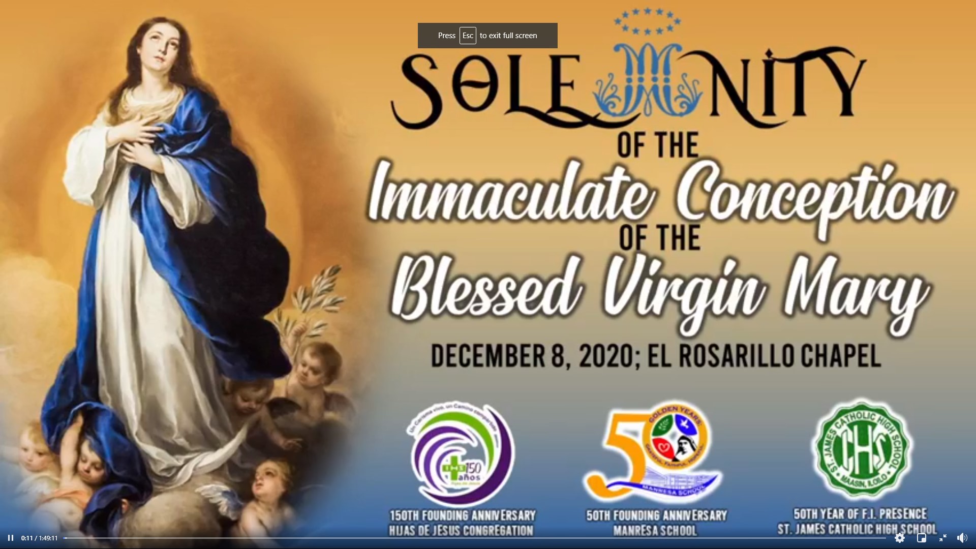 Four-fold Events in a Eucharistic Celebration at Manresa School Chapel